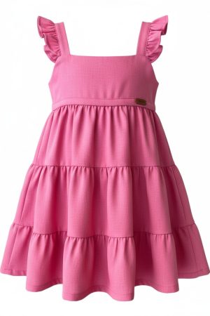vestido rosa babados